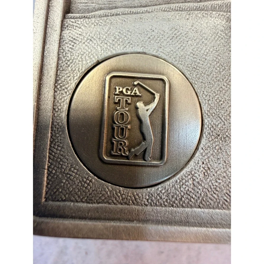PGA Tour Metal Desk Clock Golf Course Scene Pewter Tone‎ Quartz Analog Timepiece